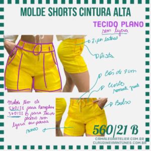 Molde Short Tecido Plano 560 21 CAMALEOA ATELIER DE COSTURA