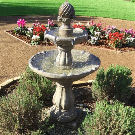 Sunnydaze Two Tier Solar Fountain Earth Finish 35 Outdoor Water