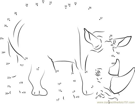 Sad Rhino dot to dot printable worksheet - Connect The Dots