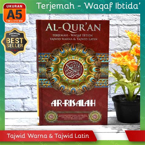 Jual BISA COD Al Quran A5 Ar Risalah Terjemah Tajwid Warna Waqaf