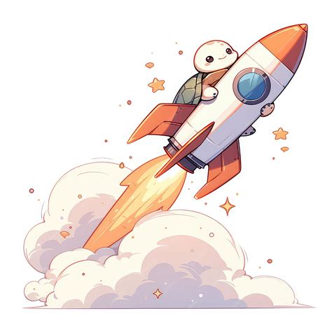 Premium Vector A Turtle Riding A Rocket Cartoon Style