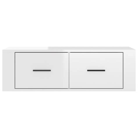 FDIT Meuble TV suspendu Blanc brillant 80x36x25 cm Bois d ingénierie