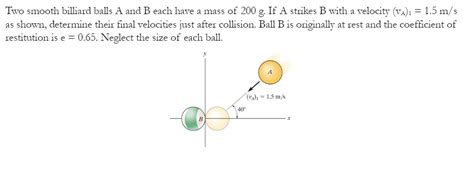 Solved Two Smooth Billiard Balls A And B Each Have A Mass Of