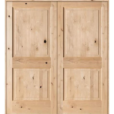 Krosswood Doors 60 In X 80 In Rustic Knotty Alder 2 Panel Square Top Both Active Solid Core