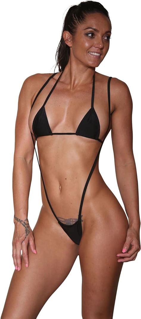 Amazon Black Micro Slingshot G String Bikini By Sassy Clothing