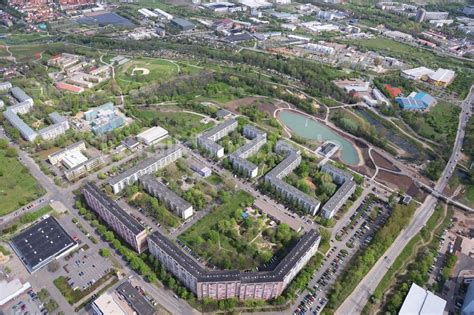 Luftaufnahme Erfurt Plattenbau Wohnsiedlung Im Ortsteil Moskauer