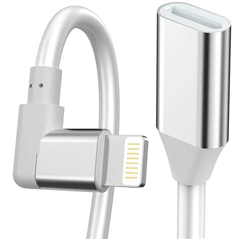 Lightning Extension Cable Compatible With Iphone Ipad Dock 90 Degree Extender For Male To Female