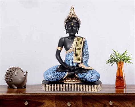 Polyresin Sitting Buddha Idol Statue Showpiece For Home Decor Diwali