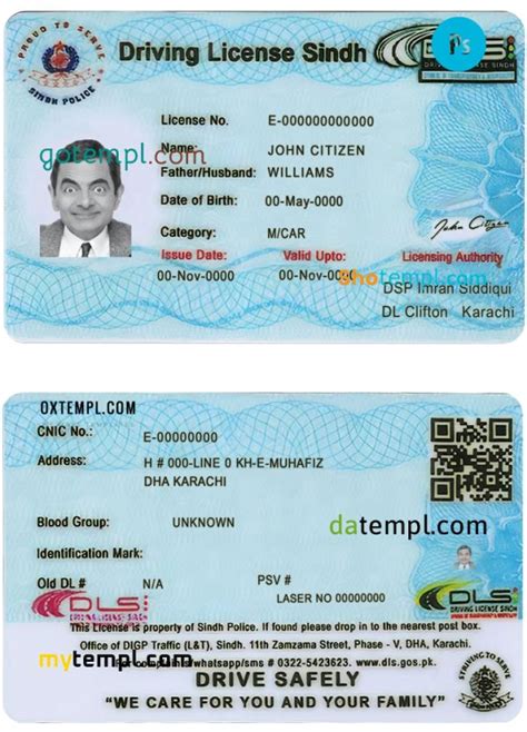 Pakistan Sindh Province Driving License Psd Template Completely