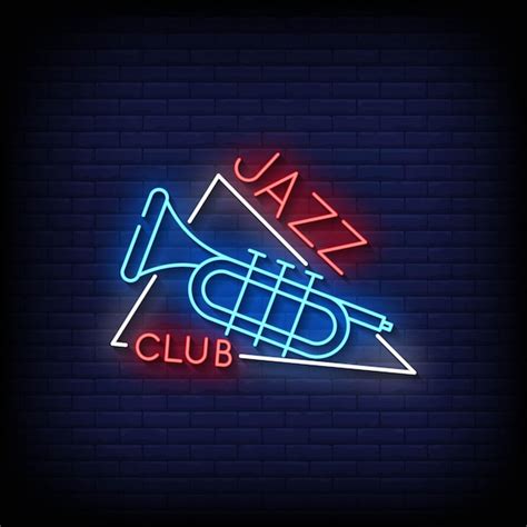 Premium Vector Jazz Club Neon Sign On Brick Wall Background Vector