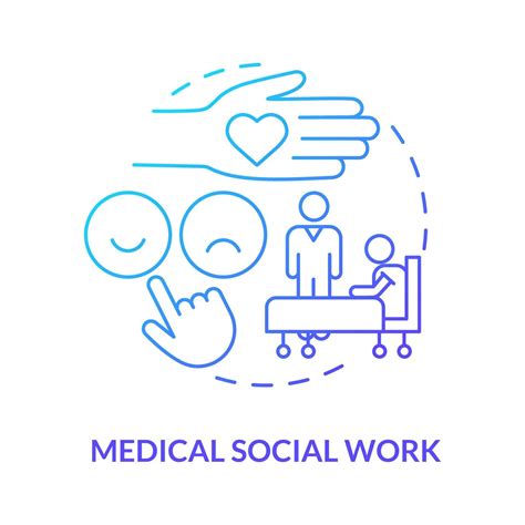 Medical social work blue gradient concept icon. Skilled service