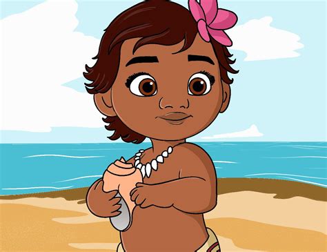 How To Draw Baby Moana From Disneys Moana Draw Central Baby