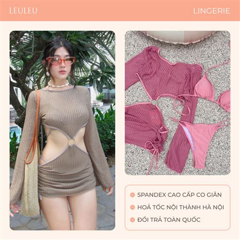 Bikini Đồ Tắm Mảnh Đồ Bơi Mảnh Sexy Set Bikini Đi Biển Áo Choàng Lưới Rời Leuleu Lingerie
