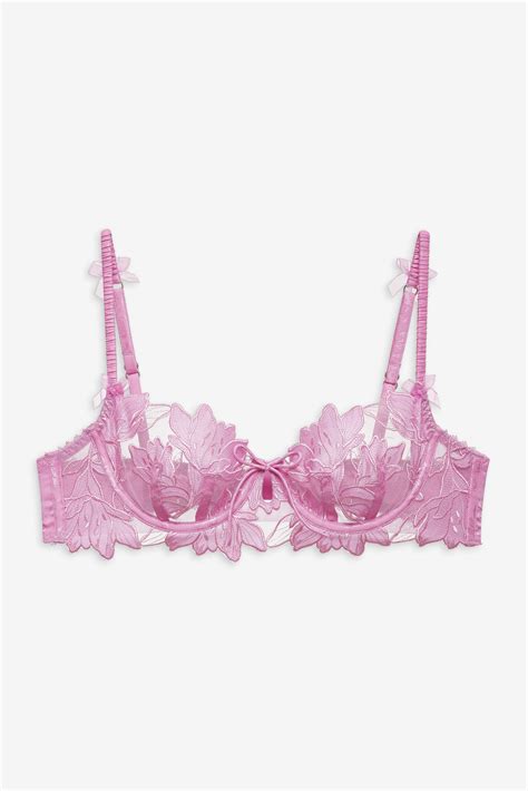maye embroidered underwire bra pink  love lemons