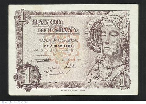 1 Pesetas 1948 19 VI 1948 Issue Spain Banknote 4645