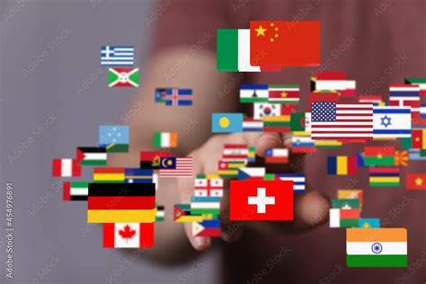 World map with all states and their flags Stock Photo | Adobe Stock