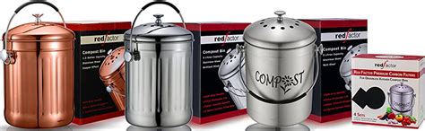 RED FACTOR Premium Compost Bin For Kitchen Worktop Stainless Steel