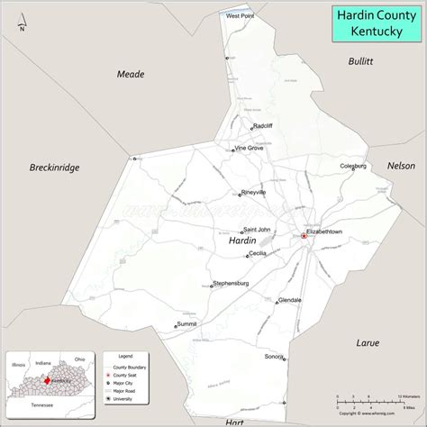 map  hardin county kentucky  check   located cities