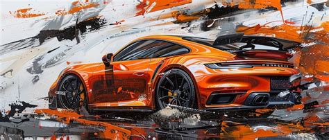 Modern Abstract Acrylic Painting Of Porsche Turbo S Premium Ai