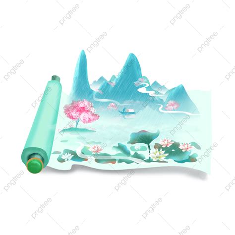 Pure Original Qingming Festival Scroll Landscape Illustration Elements, Qingming Festival ...