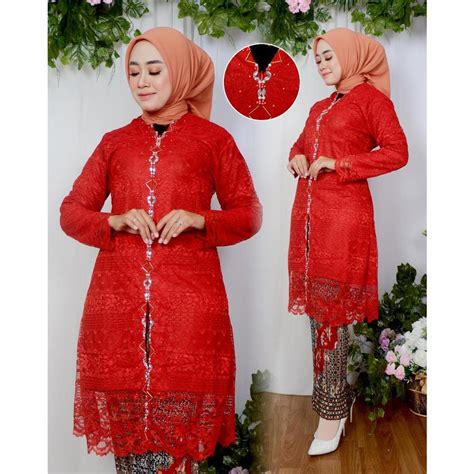 Jual New Setalan Kebaya Vitri Mix Payet Mutiara Set Rok Plisket Kebaya