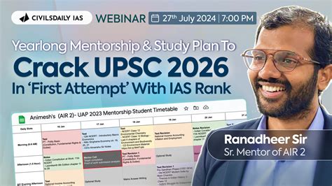 Free UPSC Orientation Session Yearlong Mentorship Study Plan To