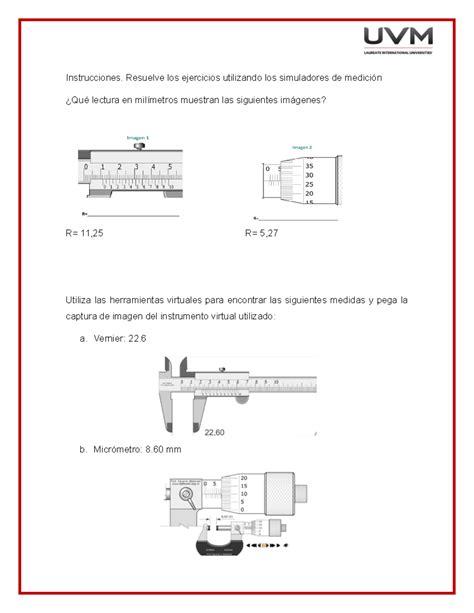 Metrologia Actividad 8 Ejercicios de medición mecánica Metrologia