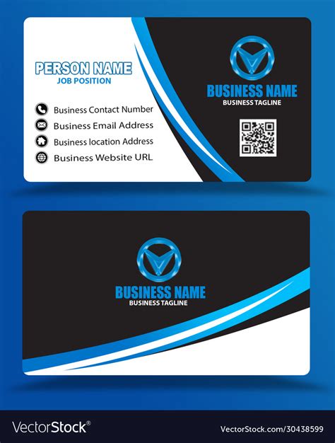 Blue black business card template psd eps Vector Image