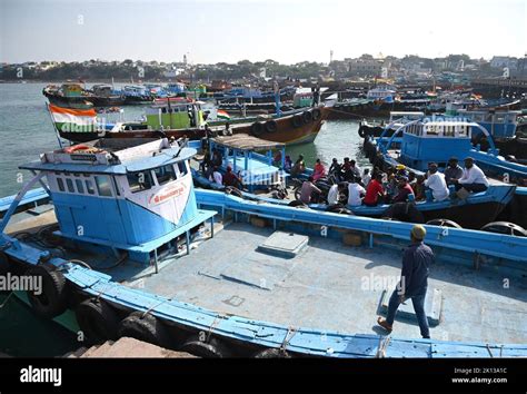 Harbour Crowded With Working Boats And Fishing Boats Dwarka Gujarat