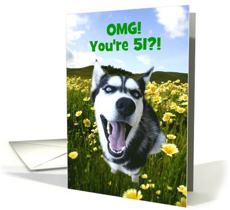 Funny Custom Happy 51st Birthday With Siberian Husky card (1626582)