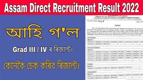 Assam Direct Recruitment Result 2022 Assam Direct Recruitment