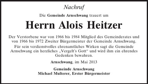 Traueranzeigen Von Alois Heitzer Mittelbayerische Trauer