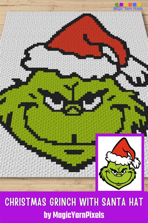 Christmas Grinch With Santa Hat Graph And Pattern C2C Tapestry