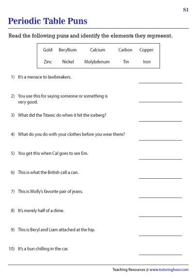 Free Printable Periodic Table Worksheets - Worksheets Library