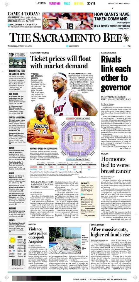 Newspaper The Sacramento Bee (USA). Newspapers in USA. Wednesday's ...