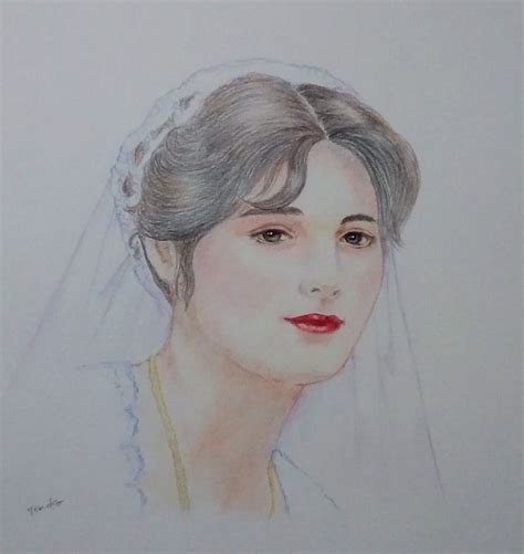 A Drawing Of A Woman Wearing A Veil