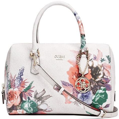 Guess Linea Floral Print Logo Box Satchel 118 Liked On Polyvore