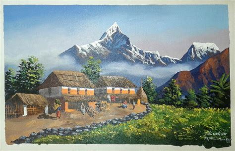 Nepal Himalaya Painting 1 Traditionalartofnepal