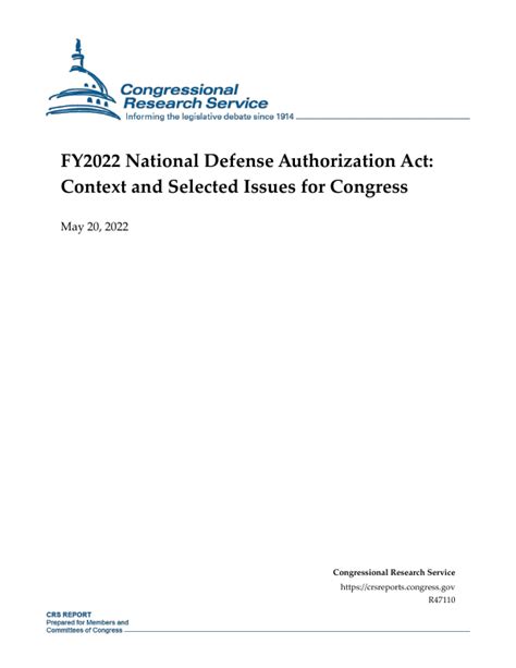 Fy National Defense Authorization Act Context And Selected Issues