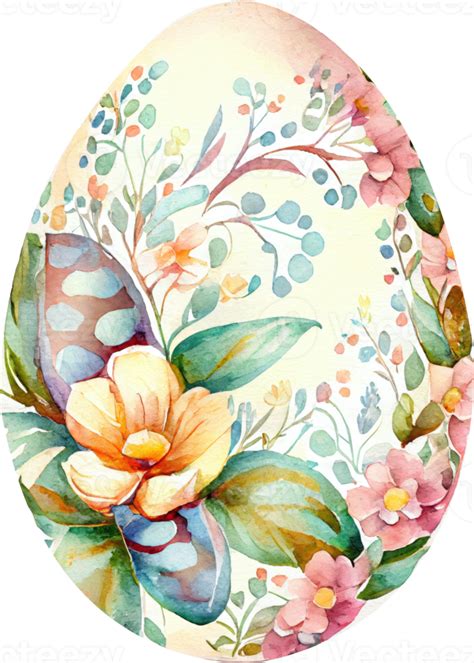 Easter Egg Flower Watercolor Illustration 19990680 PNG