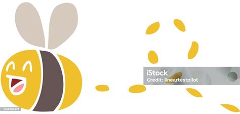 Flat Color Illustration Cartoon Buzzing Bee Stock Illustration