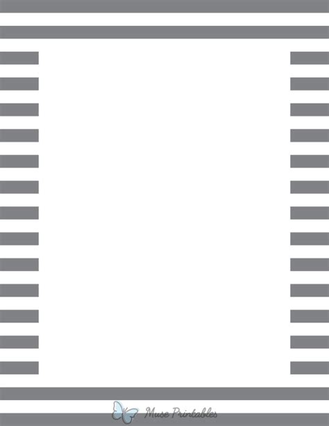 Printable Gray And White Horizontal Striped Page Border