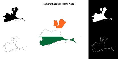 ramanathapuram district tamil nadu blank outline map set