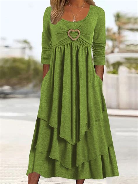 Mujer Vestido informal Vestido de Columpio Vestido Midi Verde Trébol