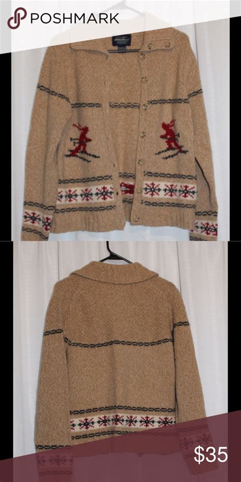 Eddie Bauer 100 Lambs Wool Cardigan M Wool Cardigan Cardigan Clothes Design