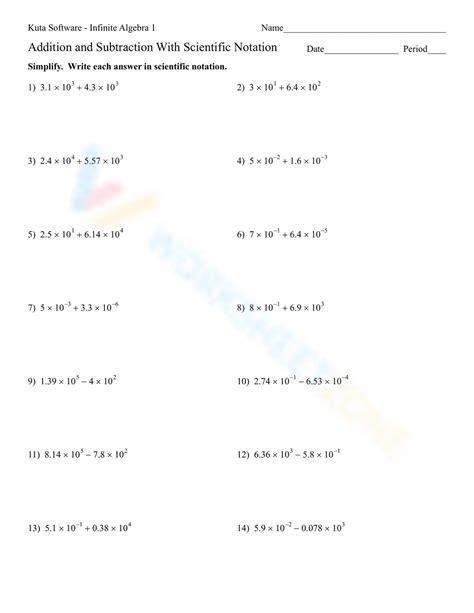 Adding And Subtracting Scientific Notation Worksheet With Answer Worksheets Library