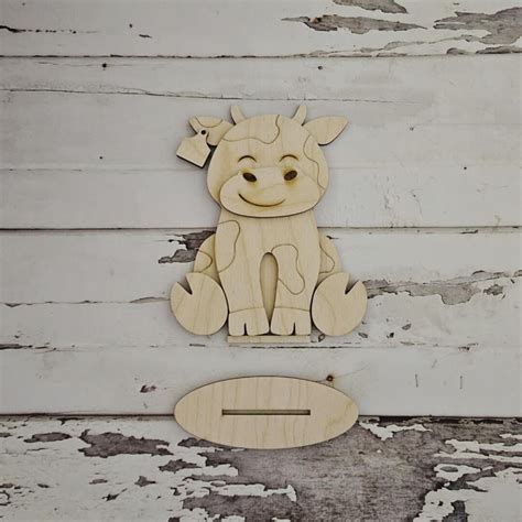 Highland Cow Shelf Sitter Wood Blank Diy Cow Tiered Tray Blank Decor