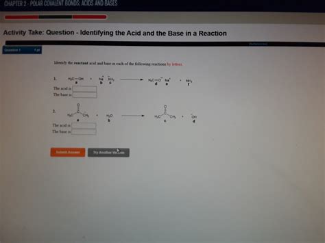 Solved Identify The Reactant Acid And Base In Each Of The Chegg