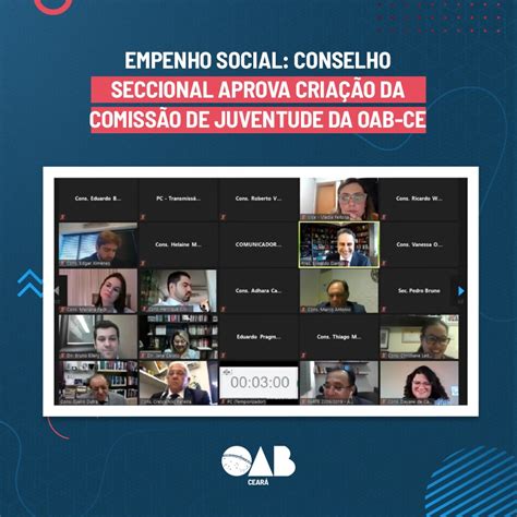 Empenho Social Conselho Seccional Aprova Cria O Da Comiss O De