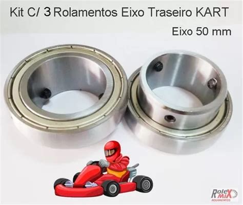 Kit C 3 Rolamentos Eixo Traseiro Kart 50 Mm Parcelamento Sem Juros